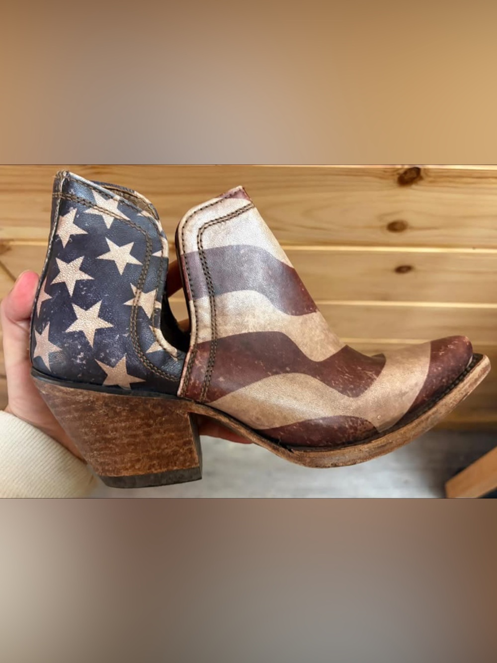 Ariat Women's Dixon Ankle Booties in Red, White & Blue Star-Stripe Print